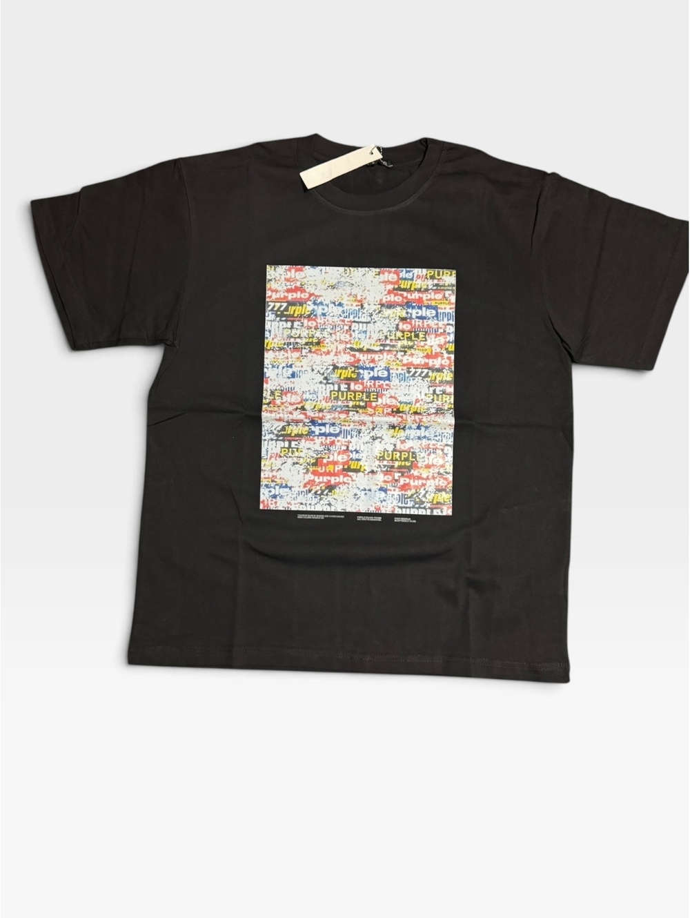 Purple Black graphic T-shirt with multicolor rectangle print